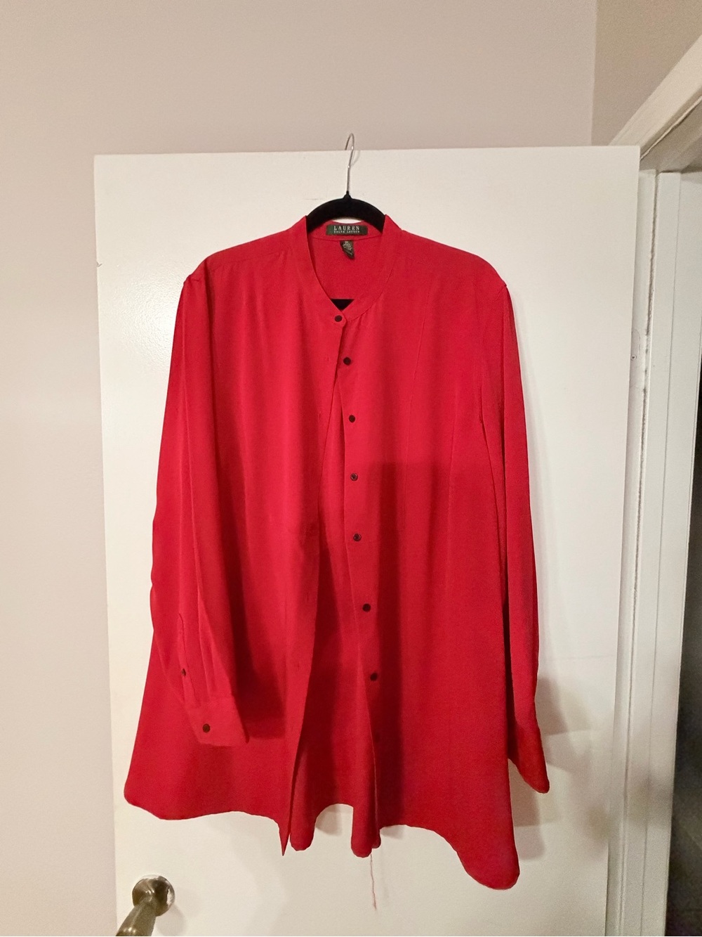 Lauren Ralph Lauren Red Button-Front Long Sleeve Shirt